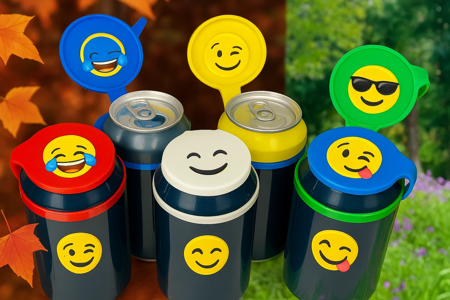 Rakj a kupakokra emoji-kat, smiley-kat, megváltoztathatod a háttereket. valósághű legyen a kép, 1000x600px méretű legyen. fiatal, dinamikusfotókat készíts! emoji