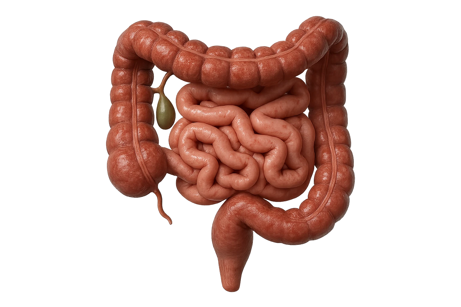 CISTIFELLEA E INTESTINO SONO COLLEGATI NEL DOLORE, SENZA SCRITTE E L'INTESTINO FALLO PERFETTO E REALISTICO, NON DISEGNATO iperrealistico 4k emoji