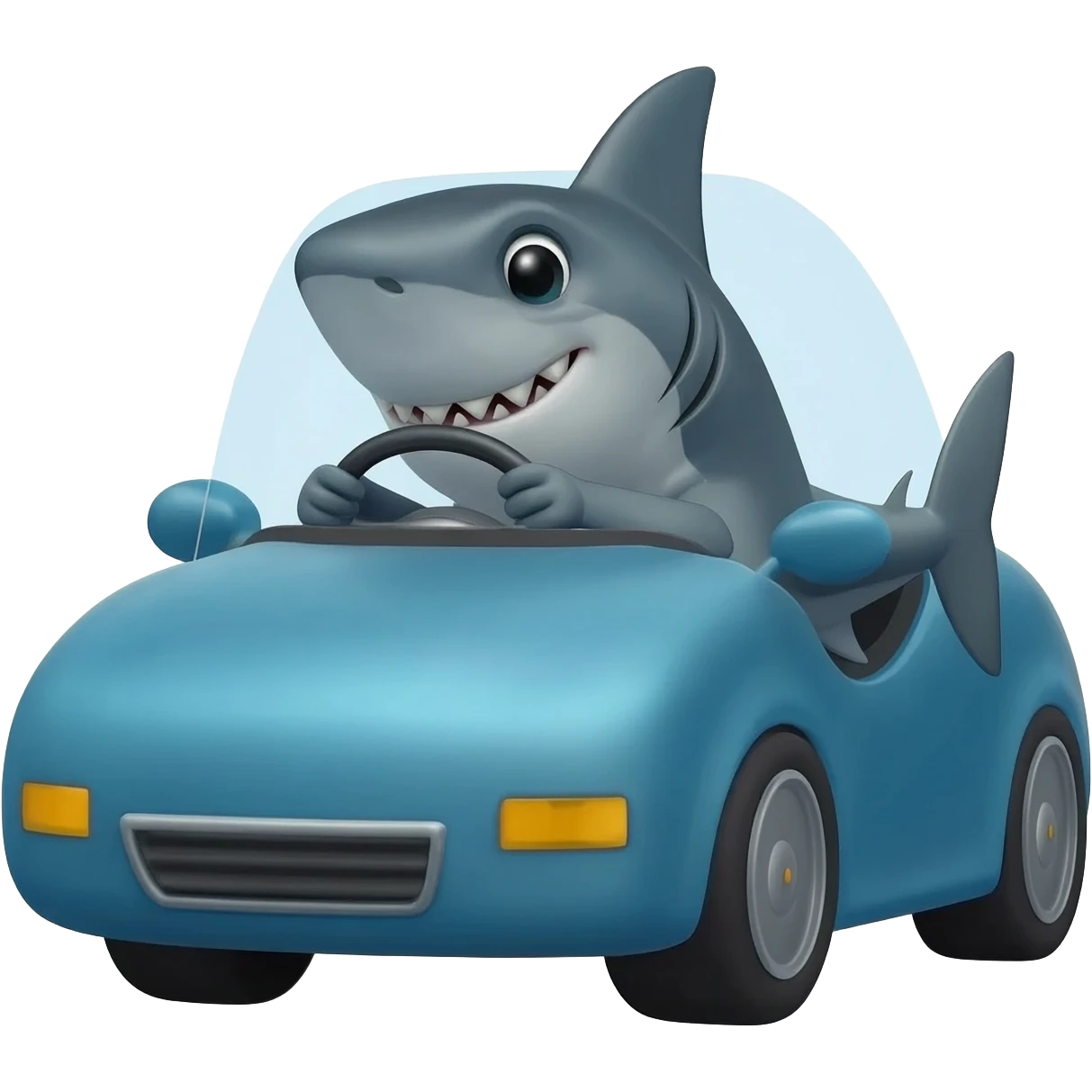 Shark driving a car emoji