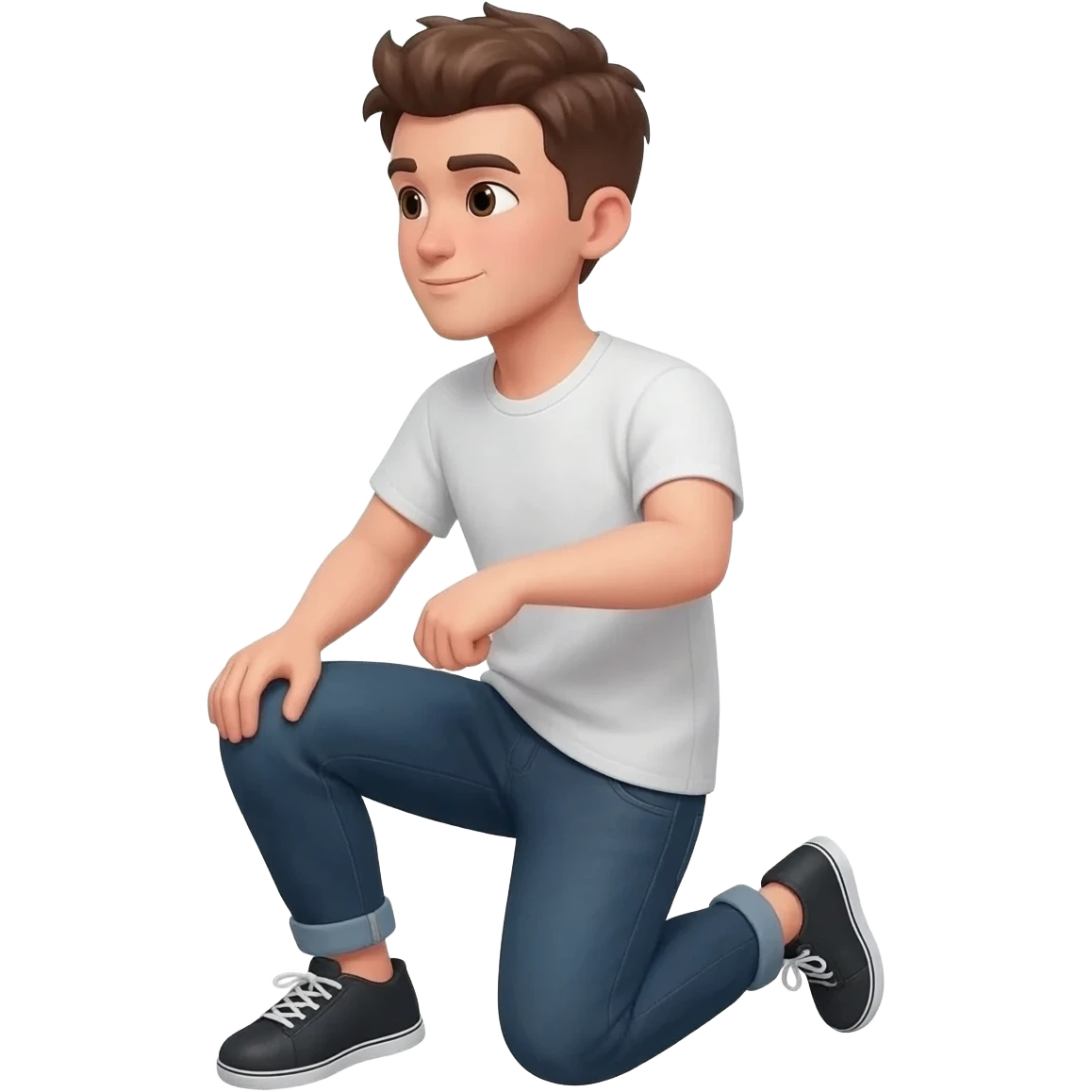 нарисуй моялящегося парня на коленях  20 - 25 лет с боку  emoji