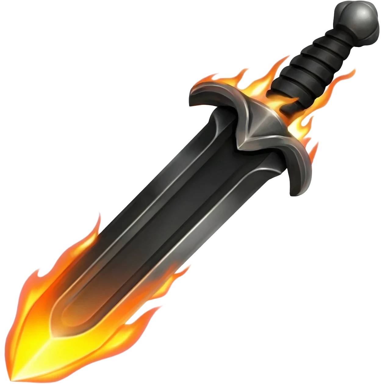 Black flaming sword emoji
