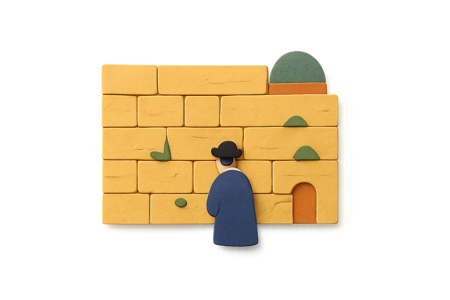 a kotel (Western Wall) illustration, paper craft style emoji