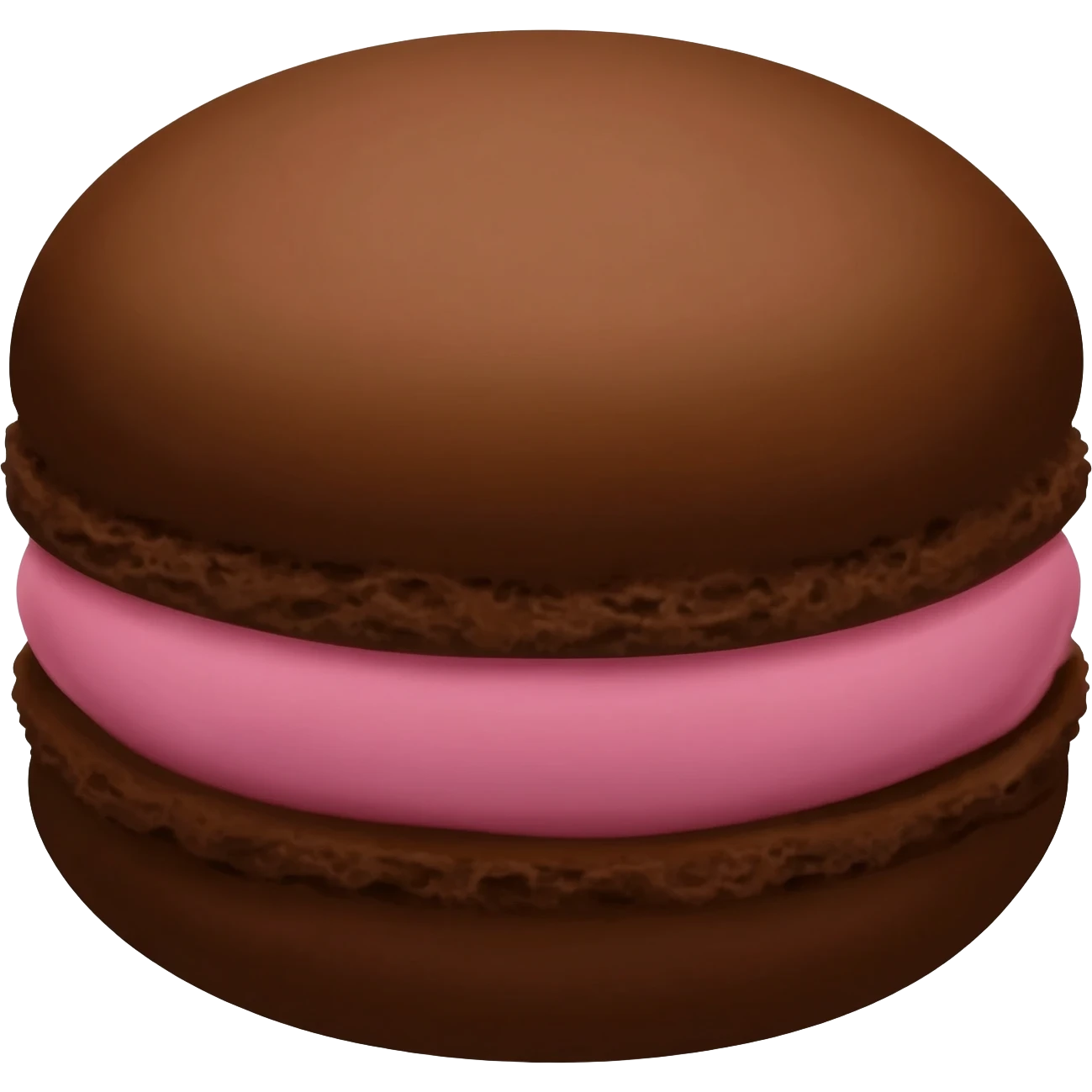 Dark brown macaron with pink filling emoji