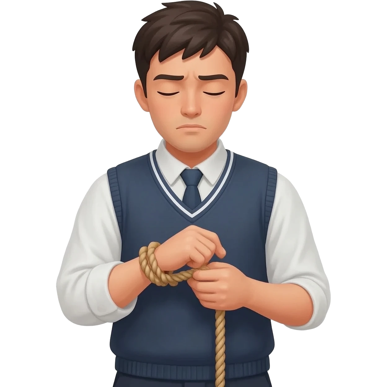 rope but human handing on rope by its nake like punishment  not naked emoji