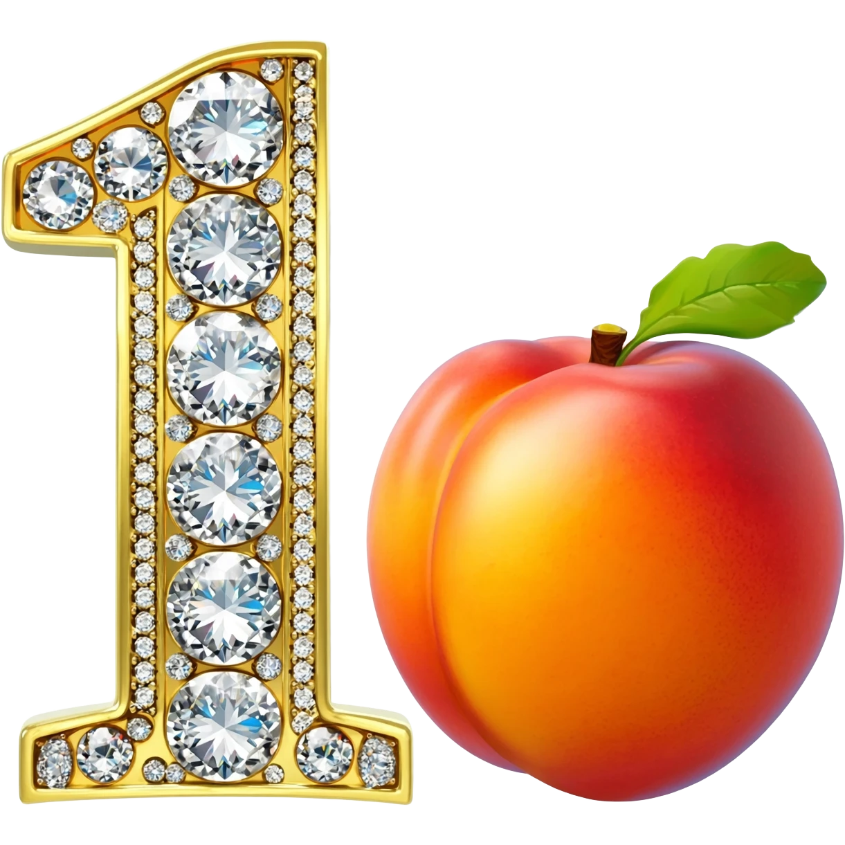 the number "1" in gold and diamond next to a Peach emoji