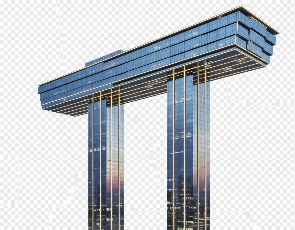 Сделай похожий небоскреб, но с более ярким желтым свечением. Две стойки сделай еще более высокими, а горизонтальную часть небоскреба - в 2 раза длиннее.

Фотореализм. Прозрачный фон emoji