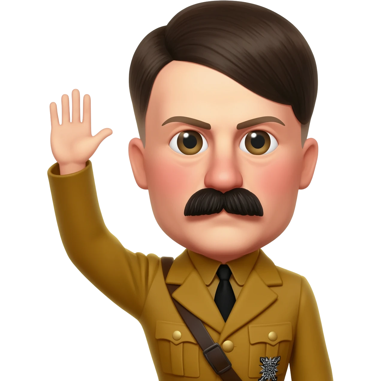 Hitler realistic tiny mustache raising his hand forward and up emoji