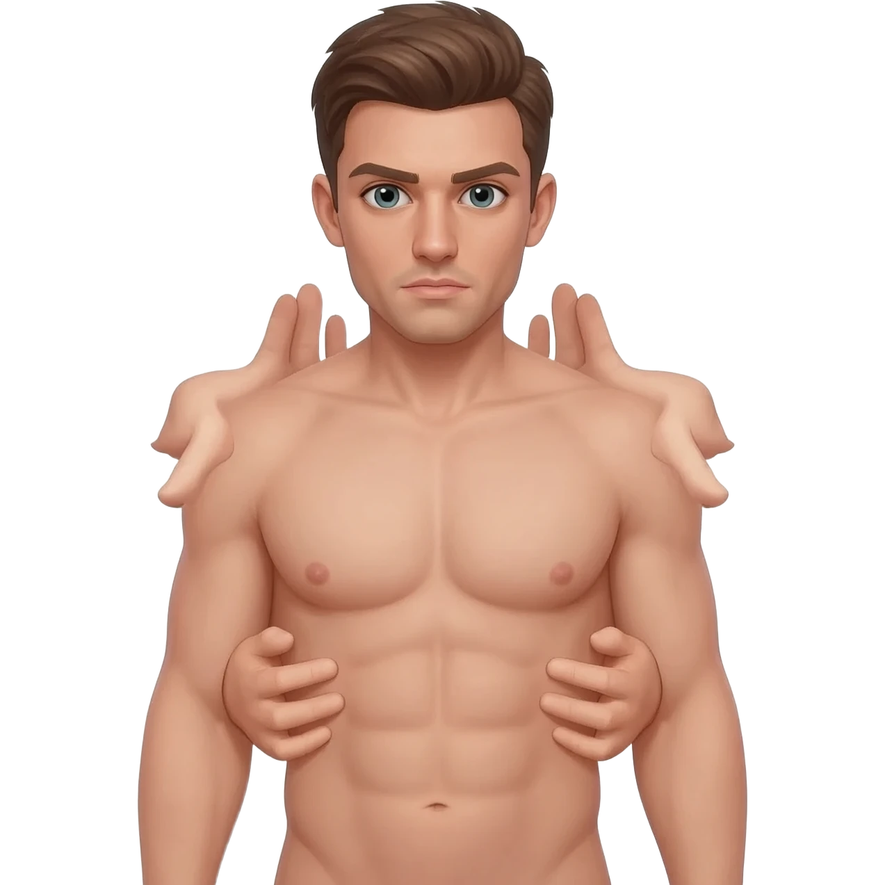 Nude Male sub with erection femdom worship emoji