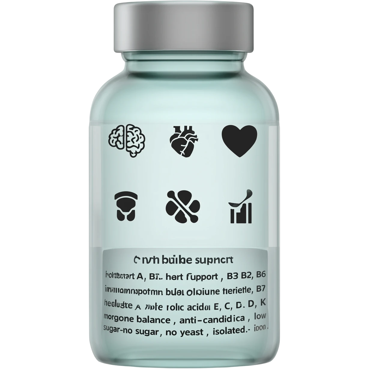 brain support, heart support,immune support.bone strengthhormone balance, female hormone, balance male,Anti candida,low sugar/no sugar vitamins (write Vit  A, B1, B2, B3, B6, B7, B12, FOLATE AND FOLIC ACID, C, D, E AND K )  IronMagnesium no yeast Anti inflammation emoji