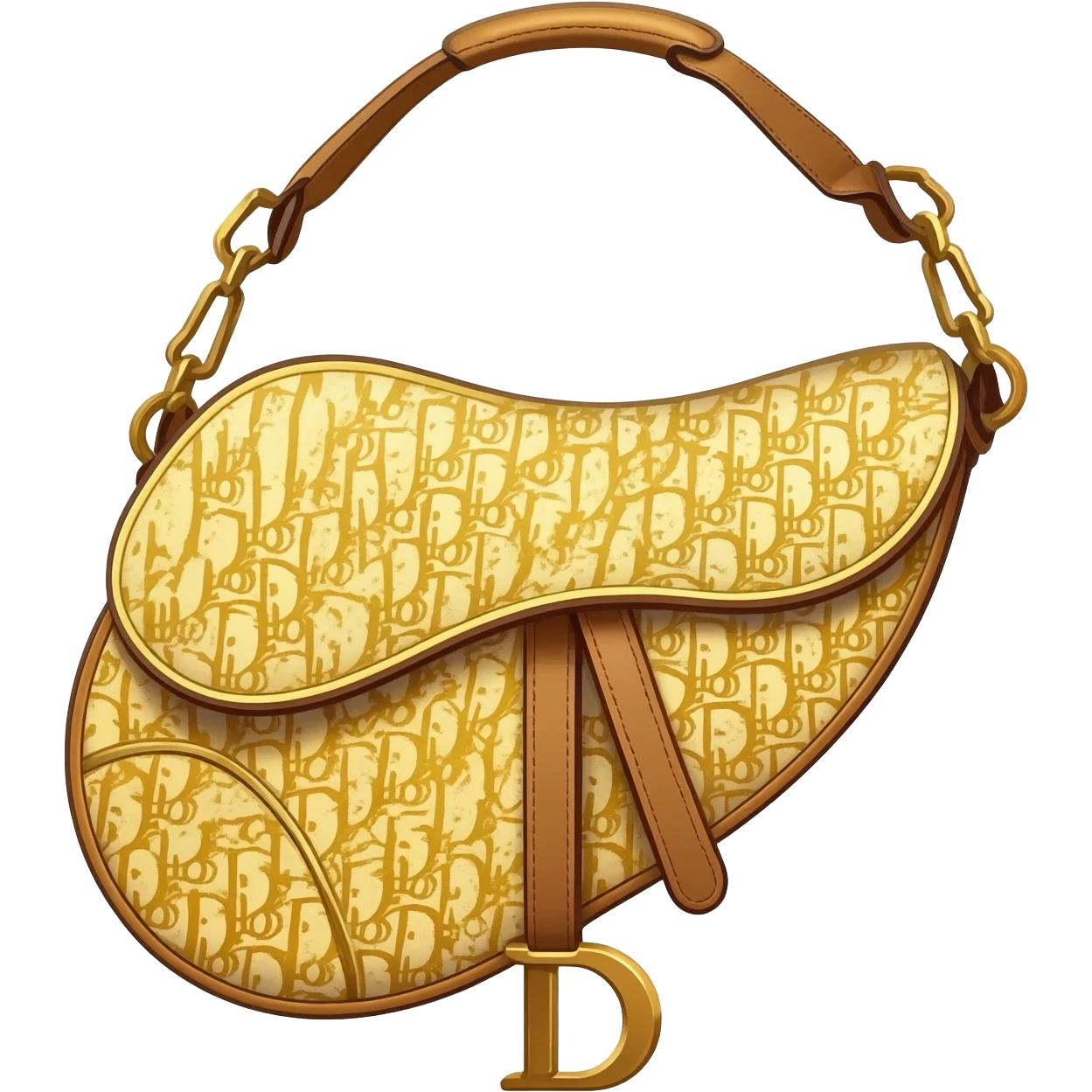 yellow dior print saddle bag emoji
