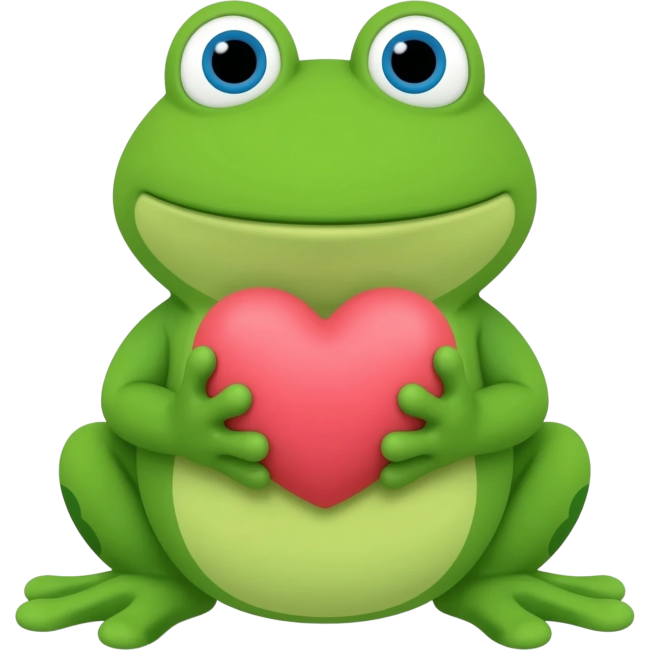 happy pacmacn frog holding a heart emoji