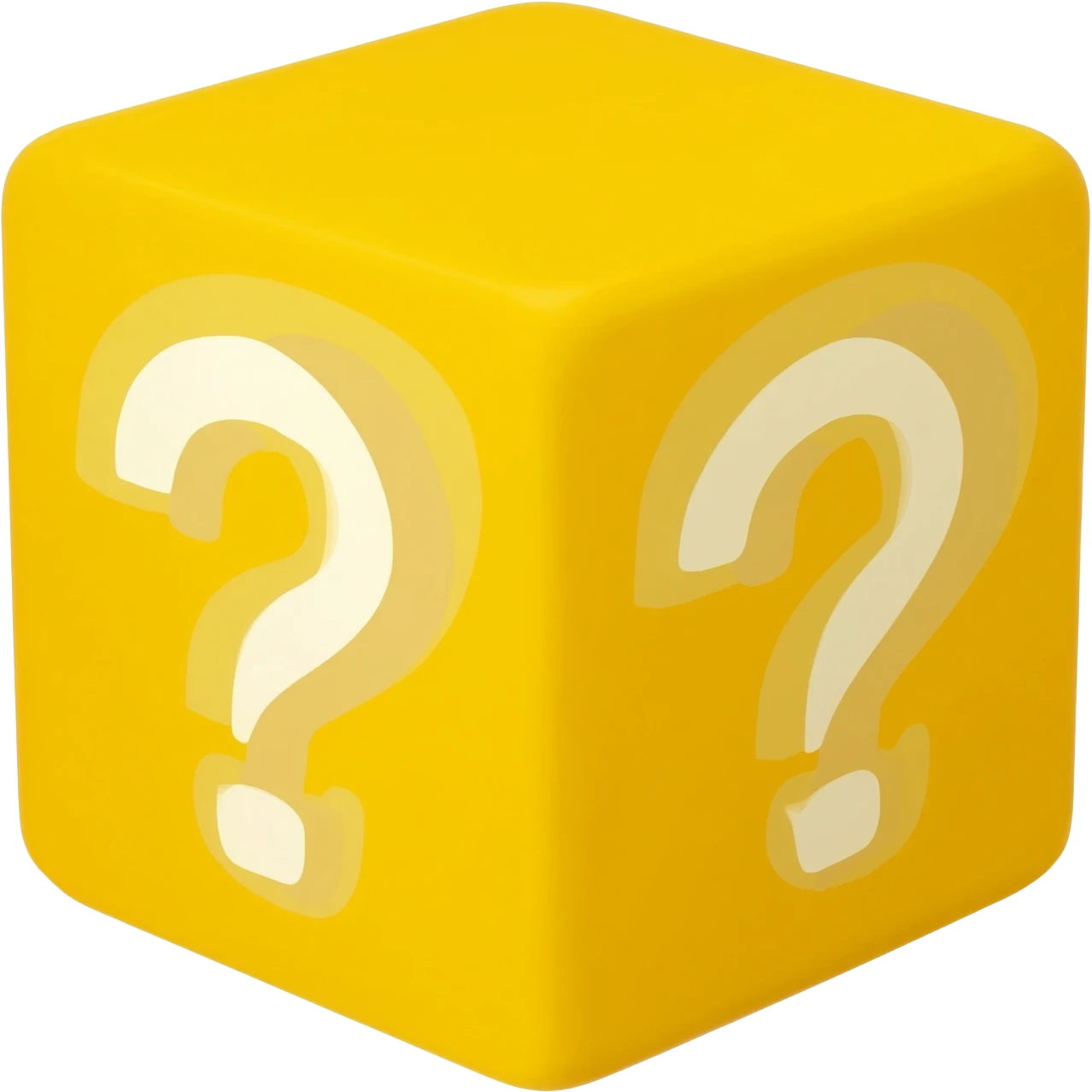 yellow cube shaped box filled with over stuffed question marks emoji