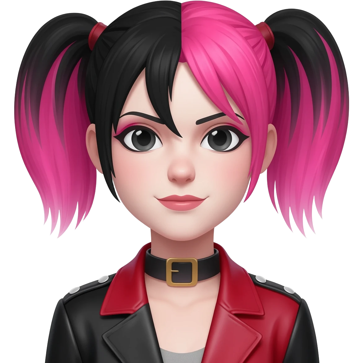 girl that looks like harley quinn with black and pink hair emoji