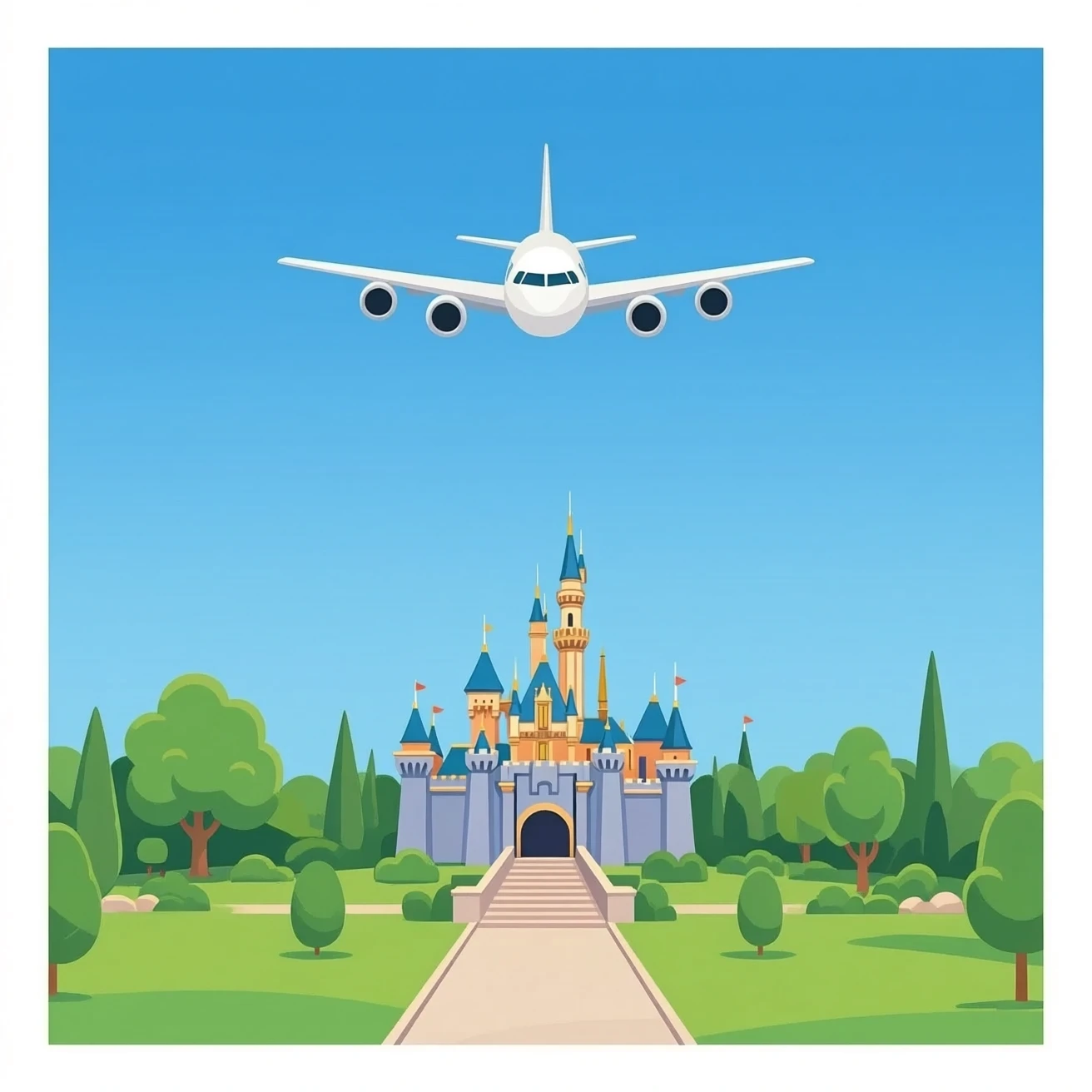 plane in sky over disney emoji