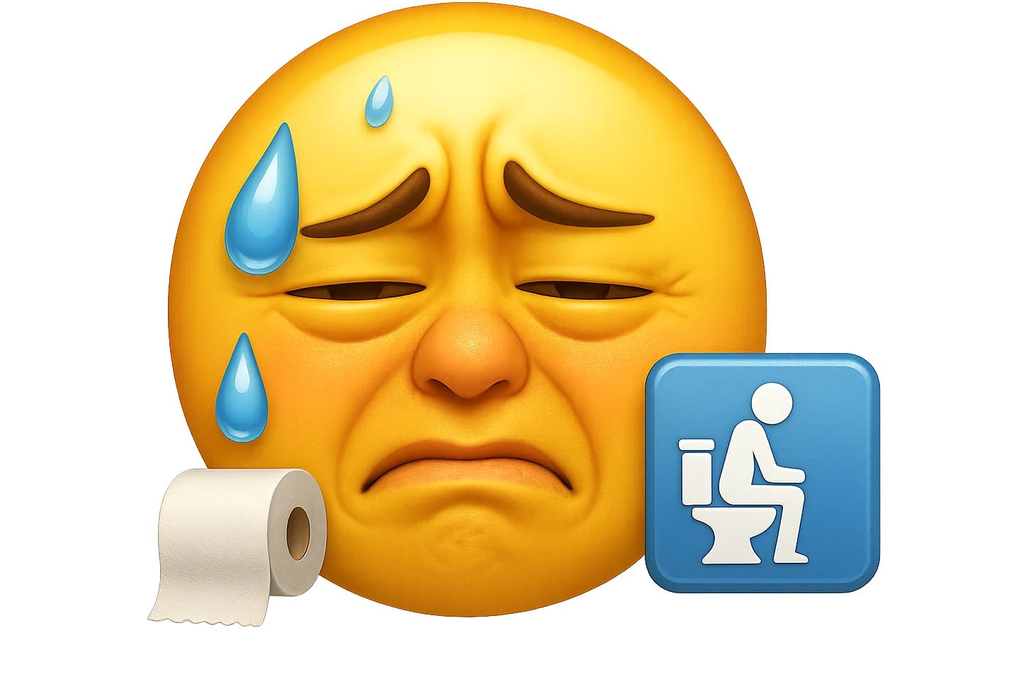 emoji stile iphone che riguarda l'argomento "stipsi/andrò al bagno oggi?", iperrealistico 4k emoji