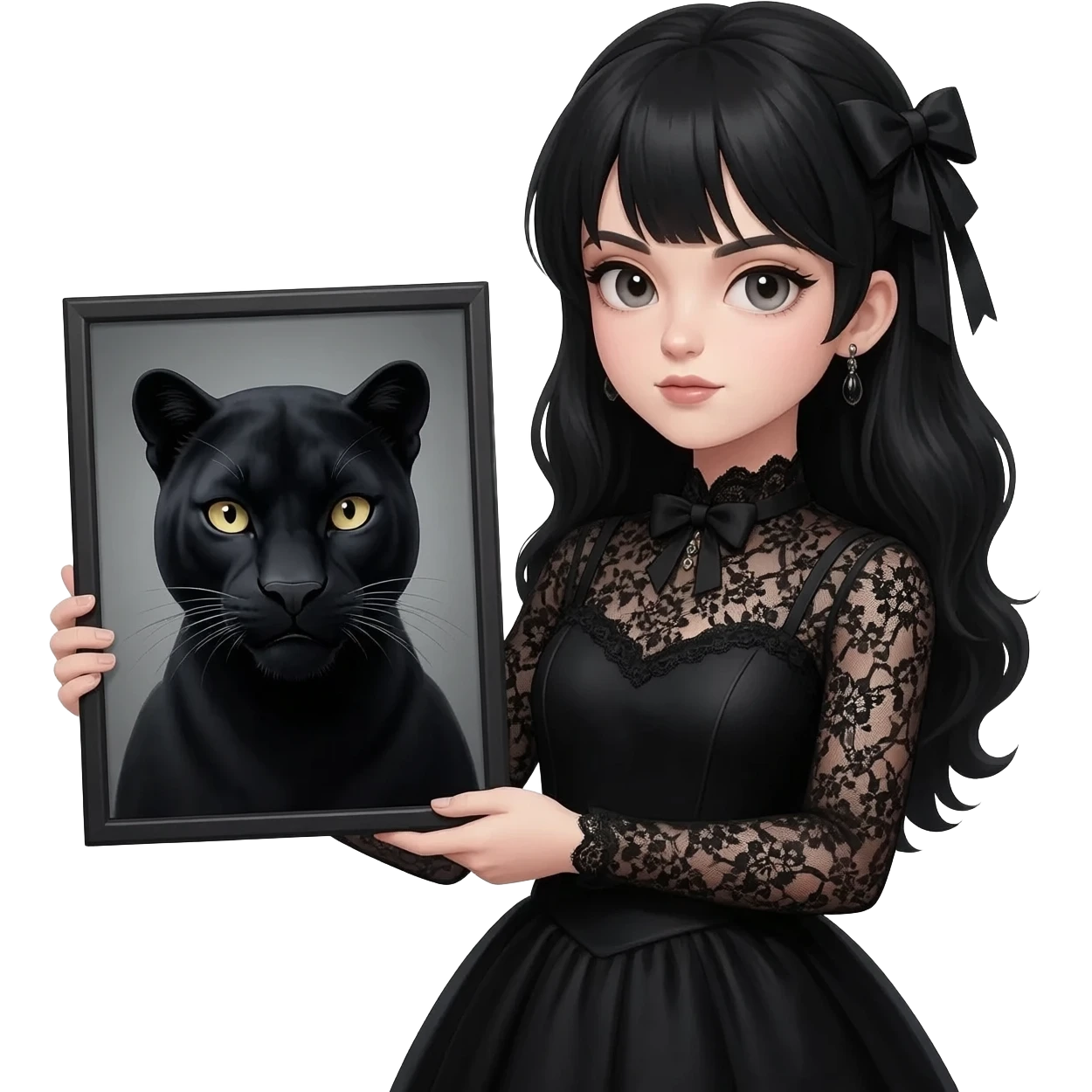 Gothic girl with black panther emoji