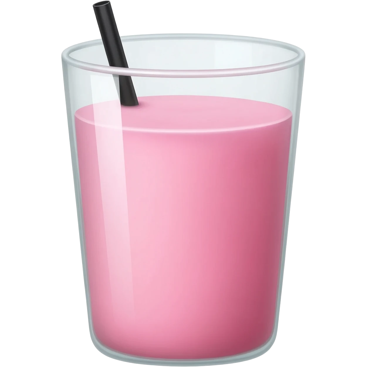 Smootie rose dans un grand verre avec une paille noir emoji