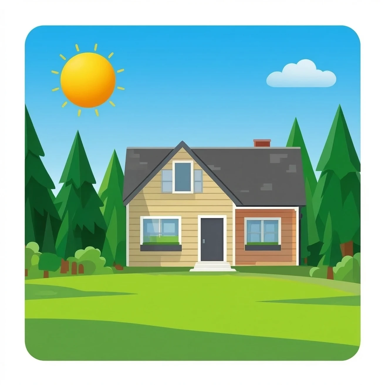 a house near the woods emoji