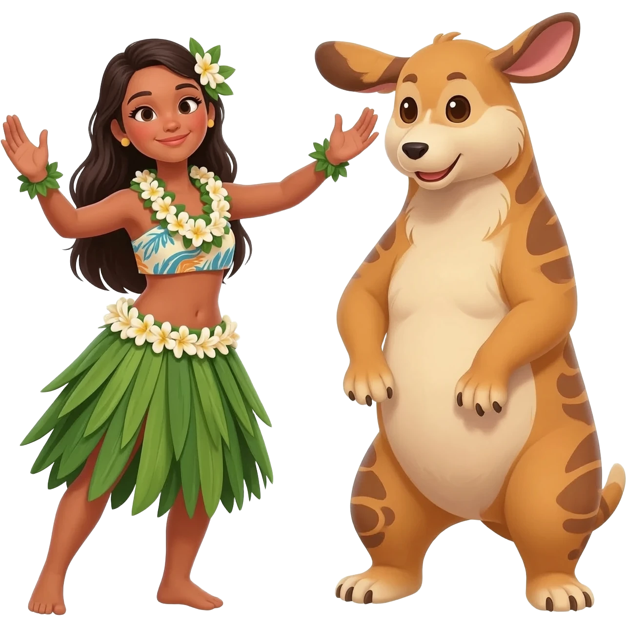 The beautiful Hawaiian girl dancing arms animal hula emoji