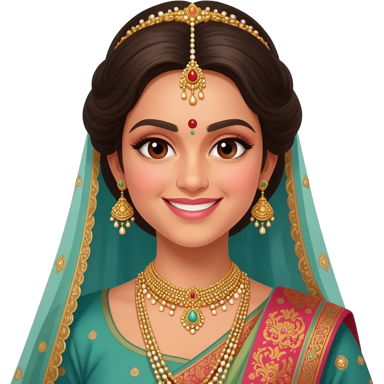 married queen emoji sweet smile with sindoor emoji