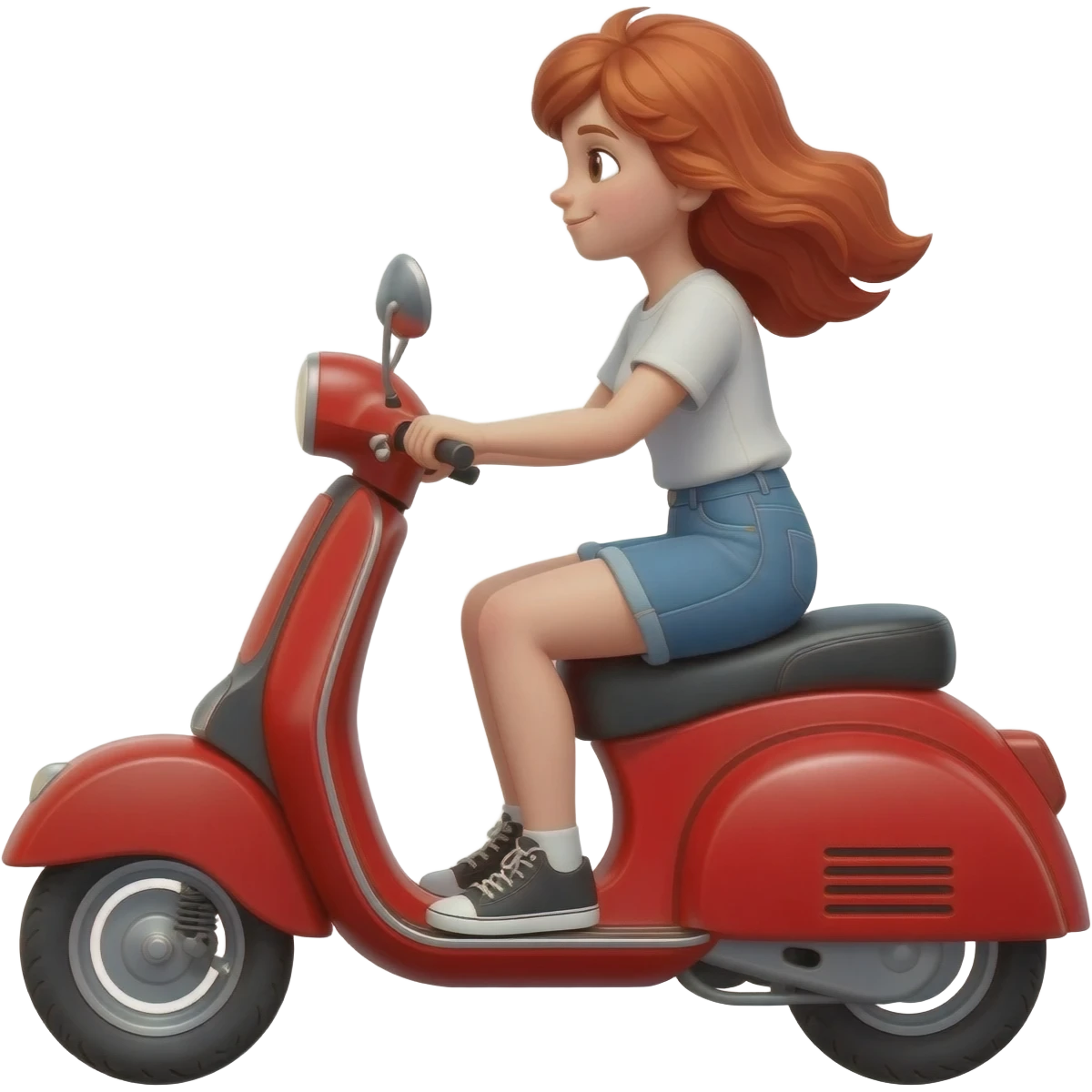 Red hair girl on red scooter emoji