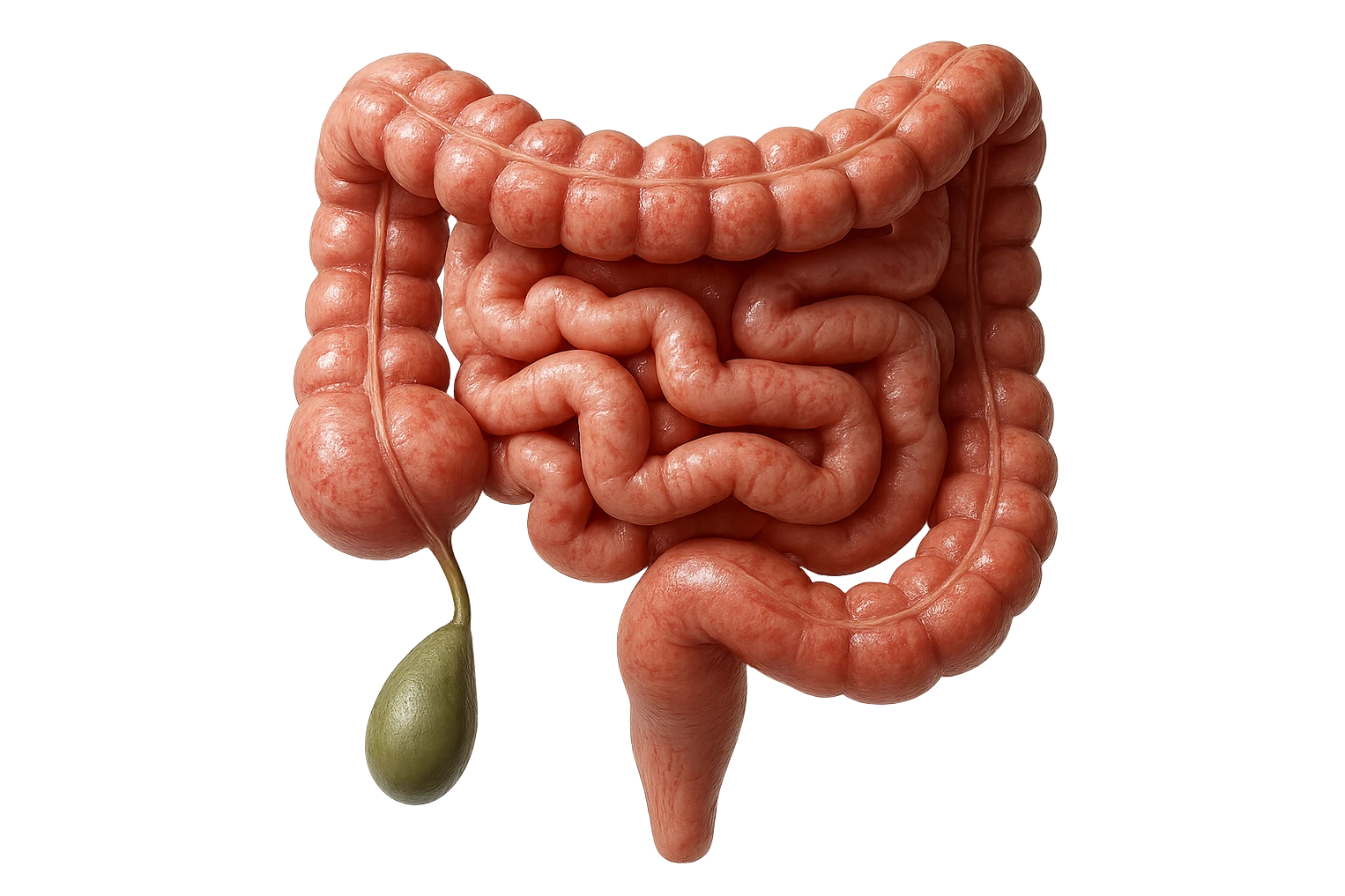 CISTIFELLEA E INTESTINO SONO COLLEGATI NEL DOLORE, SENZA SCRITTE E L'INTESTINO FALLO PERFETTO E REALISTICO, NON DISEGNATO iperrealistico 4k emoji