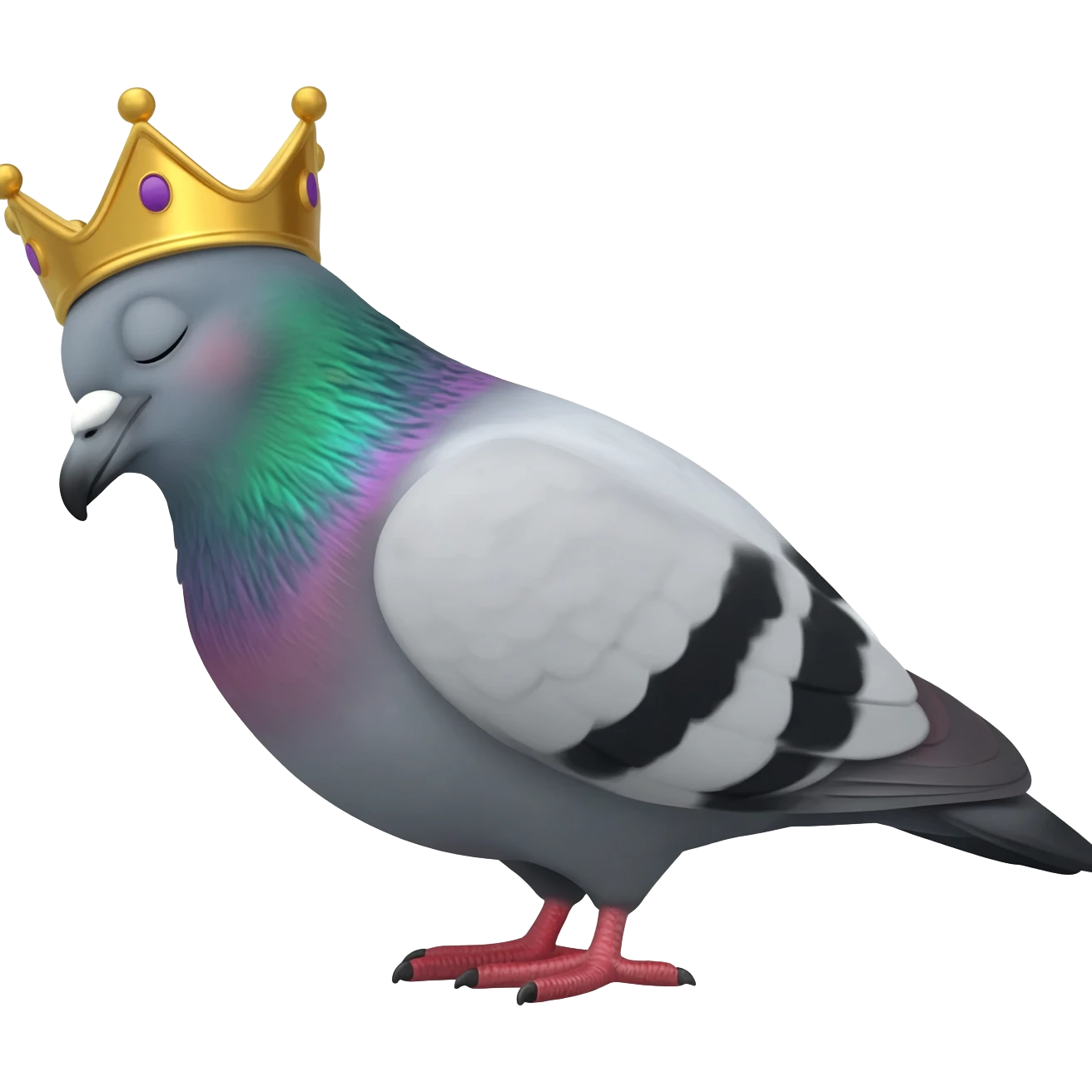 pigeon sleeping with a crown emoji