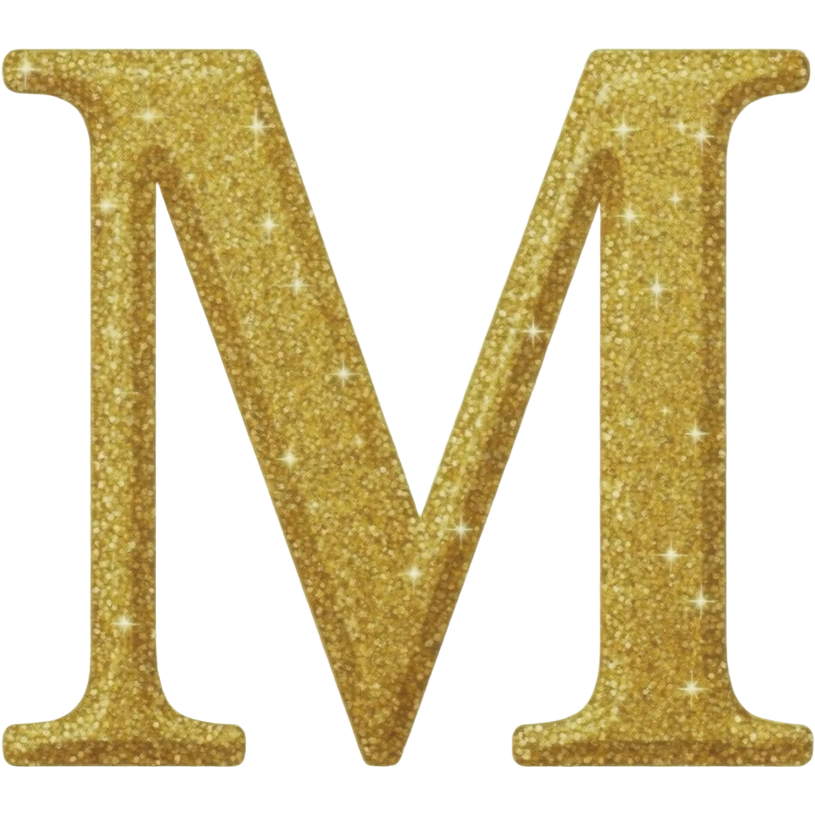 Sparkle gold cursive M emoji
