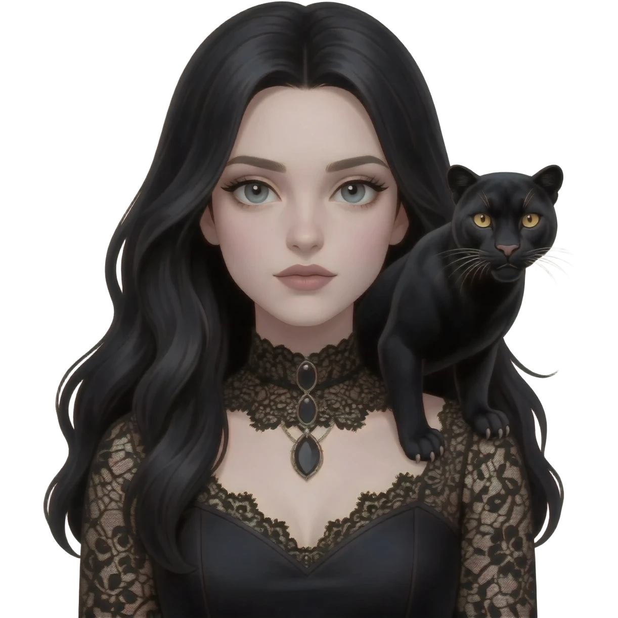 Gothic girl with black panther emoji