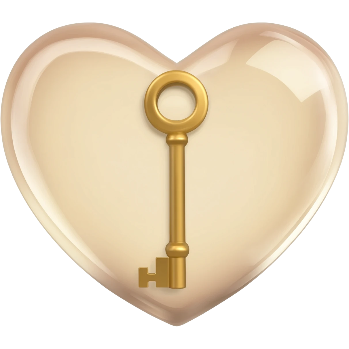 beige glass heart with a golden key emoji