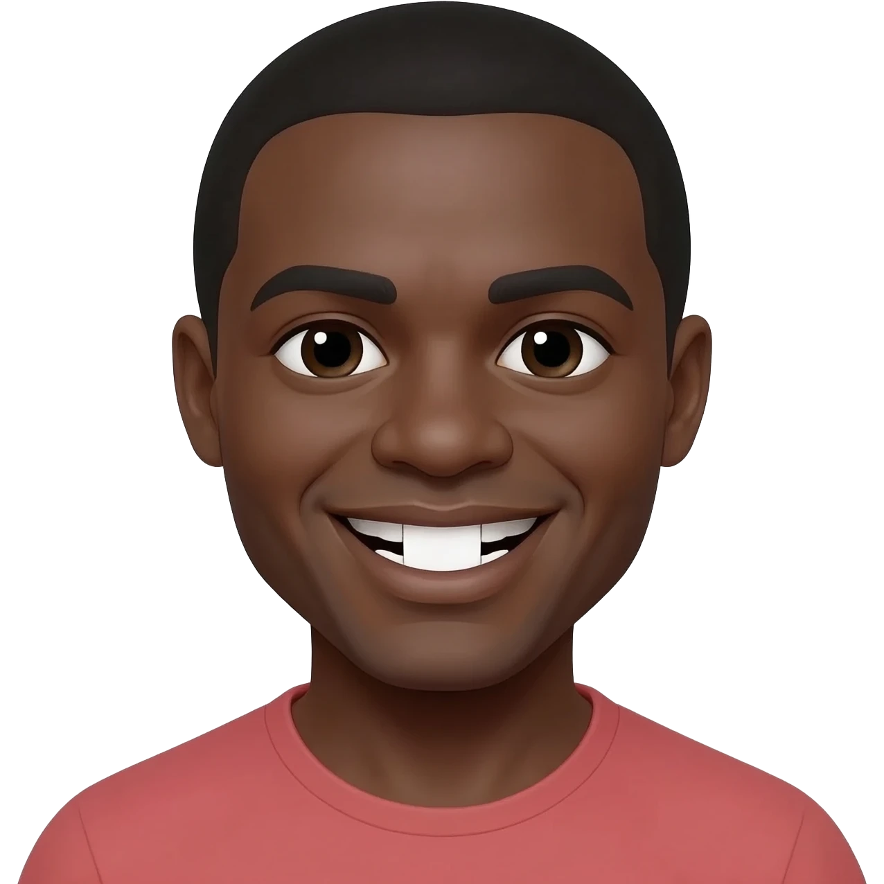 Black man smiling emoji with gap front  teeth emoji