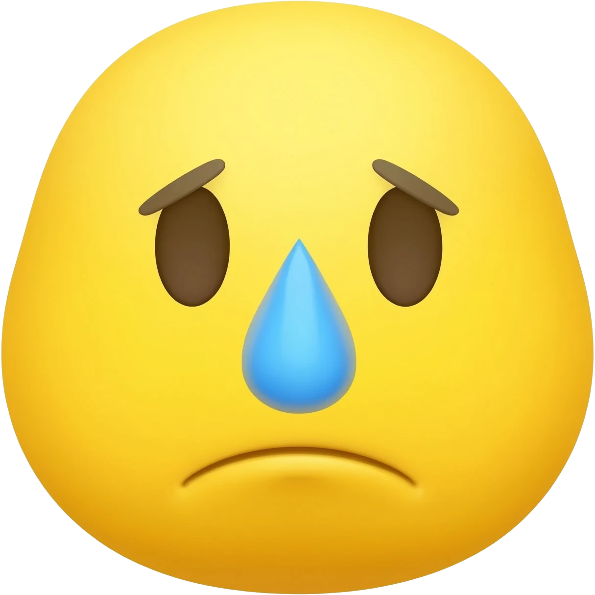 Yellow circle with no eyebrows and nose half being blue being it blurred and it has a sweat and the face is anxious emoji