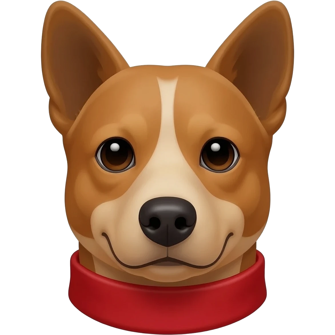 Just face and neck of a Bentley red Australian cattle dog with red under chin and red neck. emoji