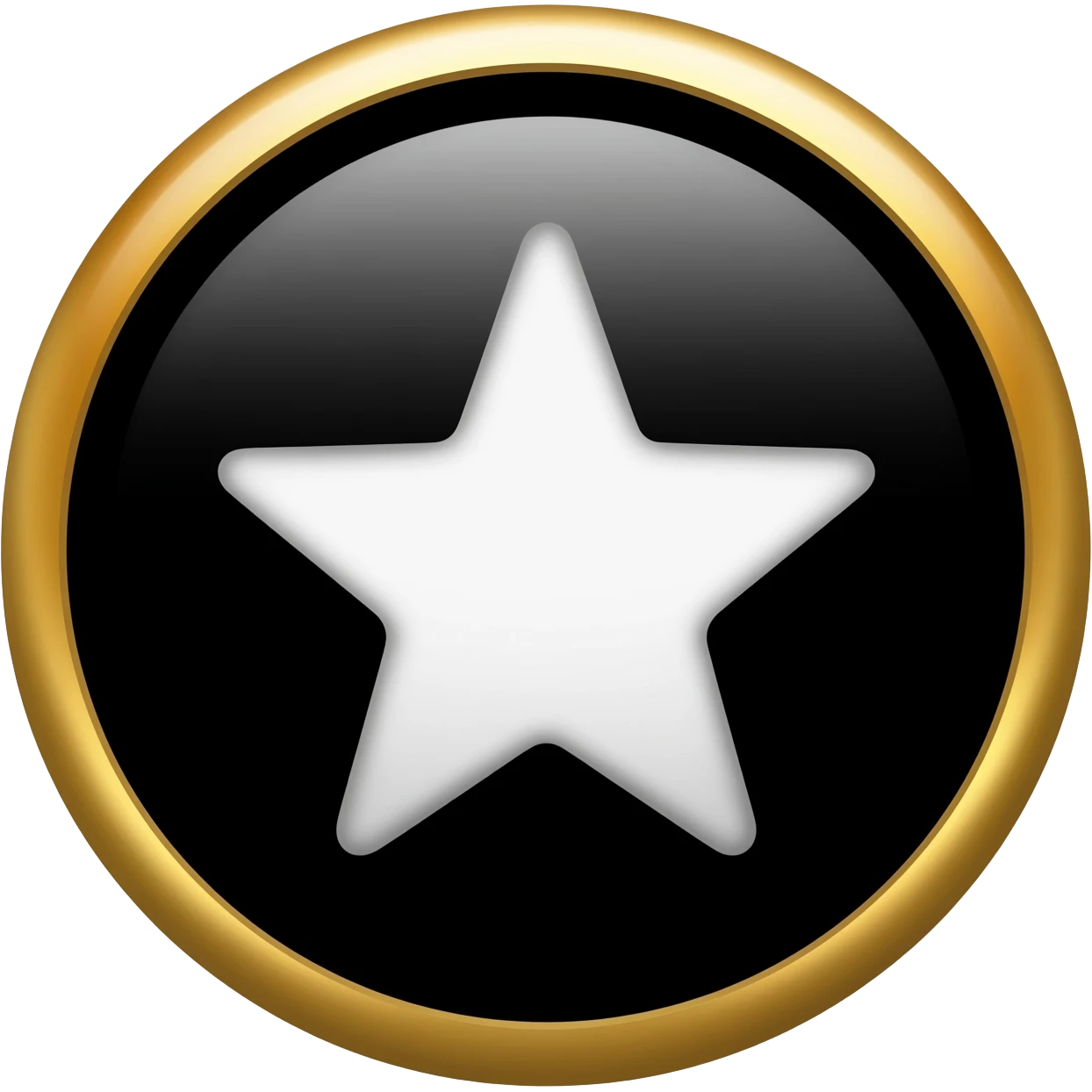 Black color circle with gold color border and inside white start symbol emoji generate? Emoji emoji