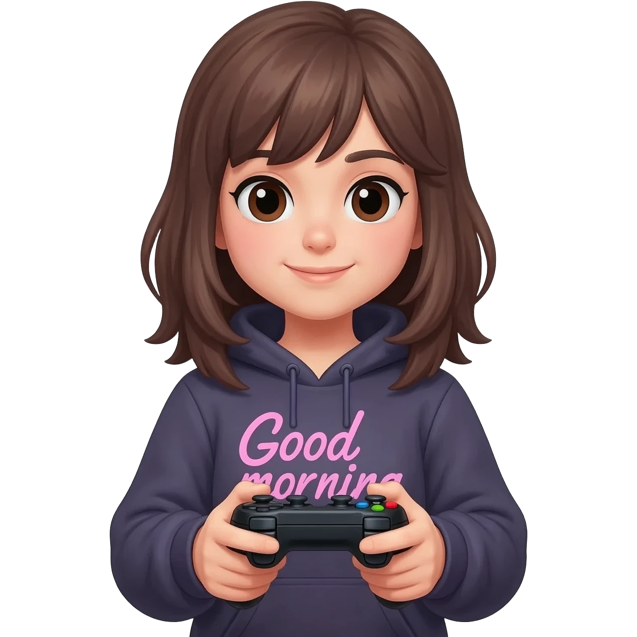 Gamer girl written おはよう emoji