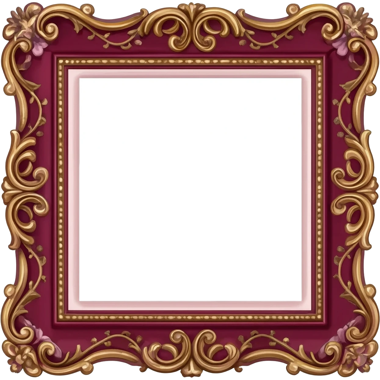 vintage rococo maroon dainty floral frame emoji