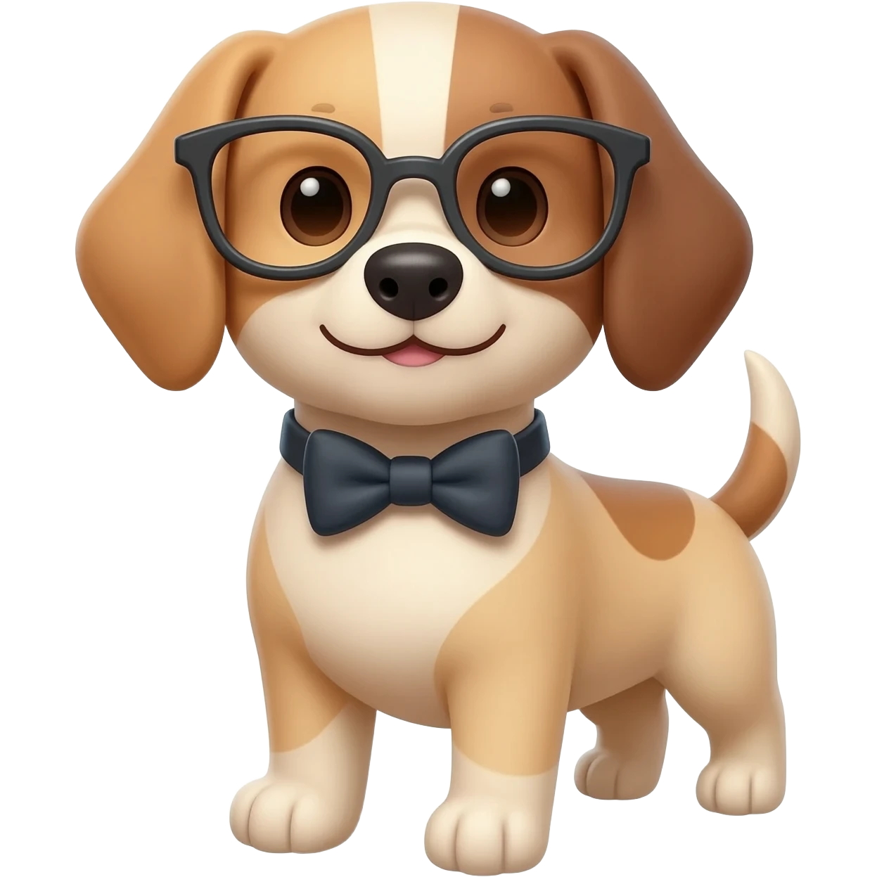 A dog wearing glasses and a bowtie emoji