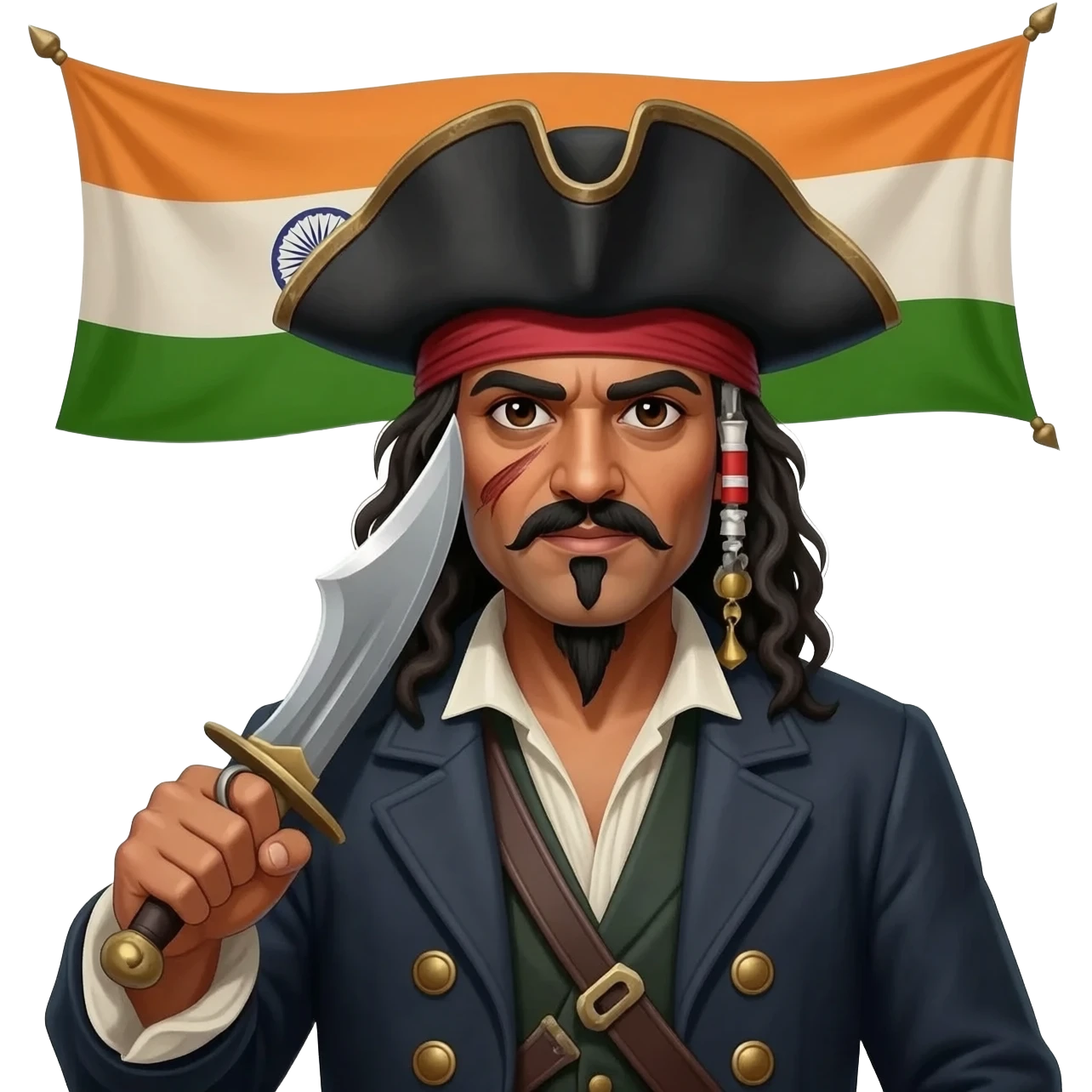 middle aged male indian pirate emoji