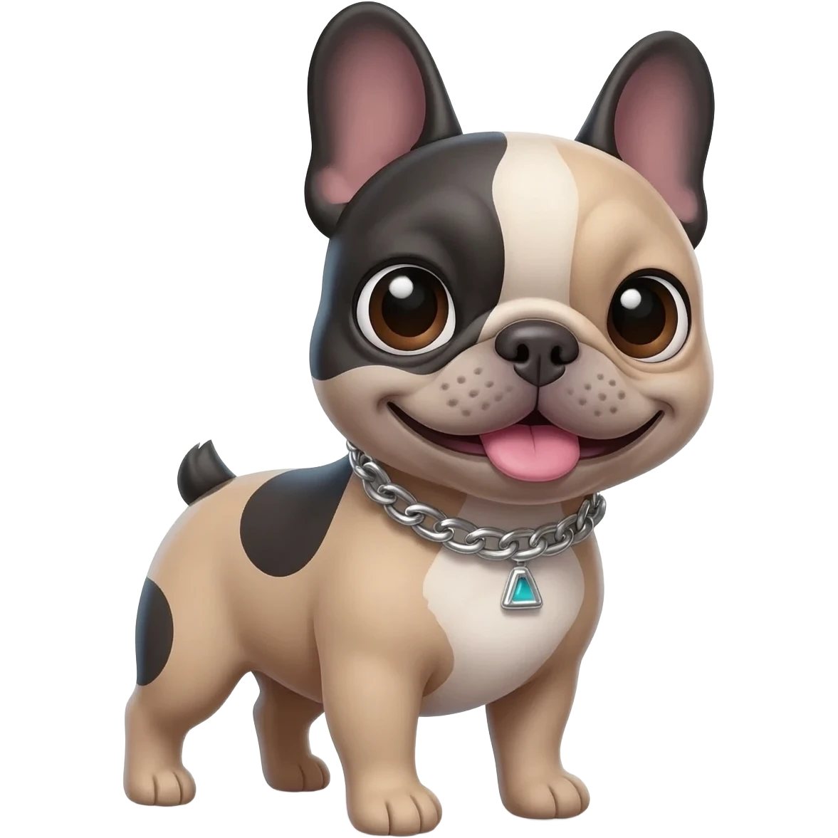 french bulldog cute smiling with a mini chain instead of a collar emoji