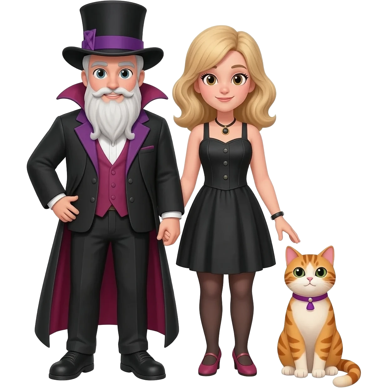 magician couple and their pet cat emoji