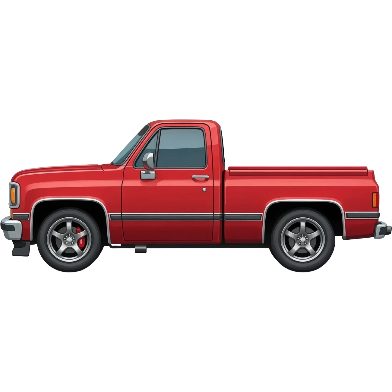 1987 c10 red with race wheels and nitto tires emoji