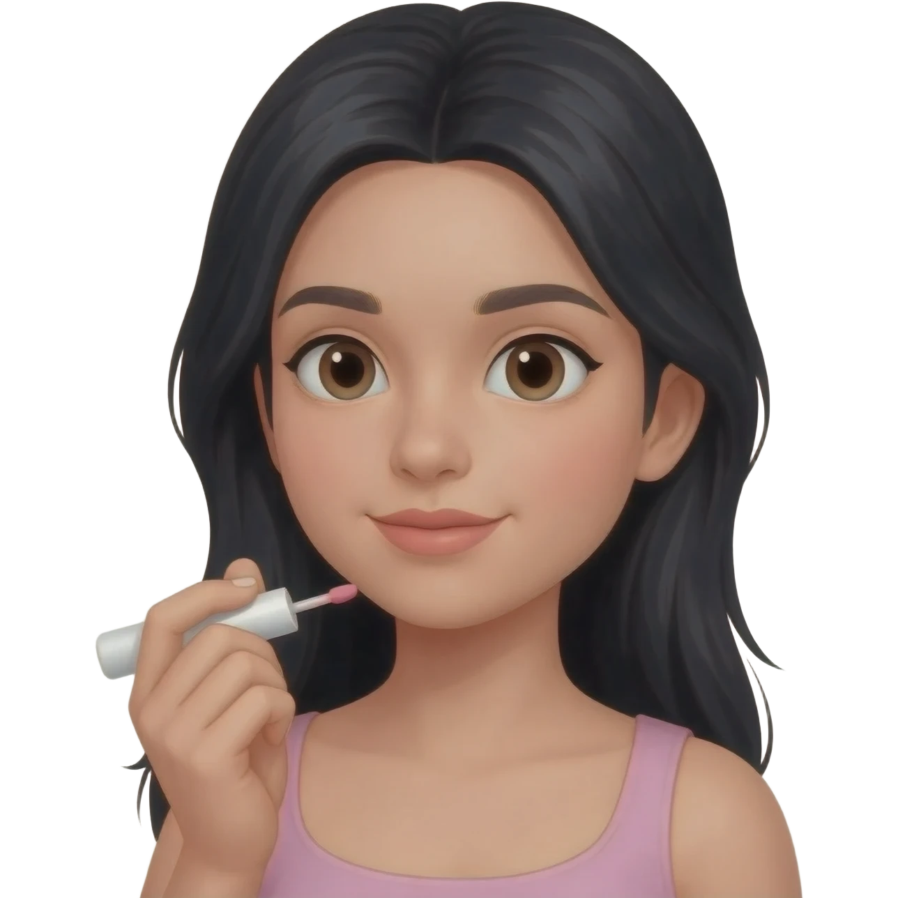 Girl black hair doing nails emoji
