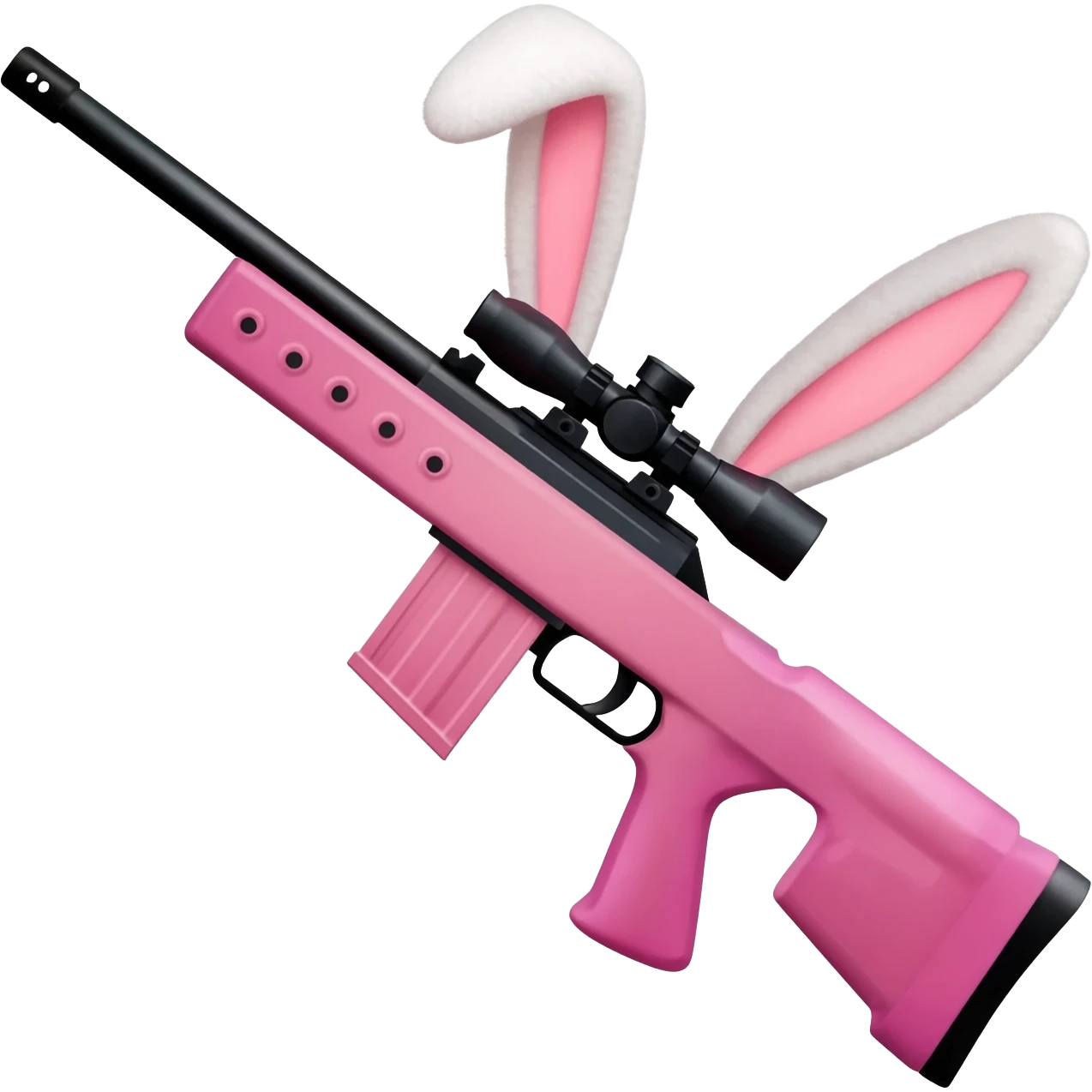 easter theme sniper rifle like with bunny ears and eggs and pink emoji