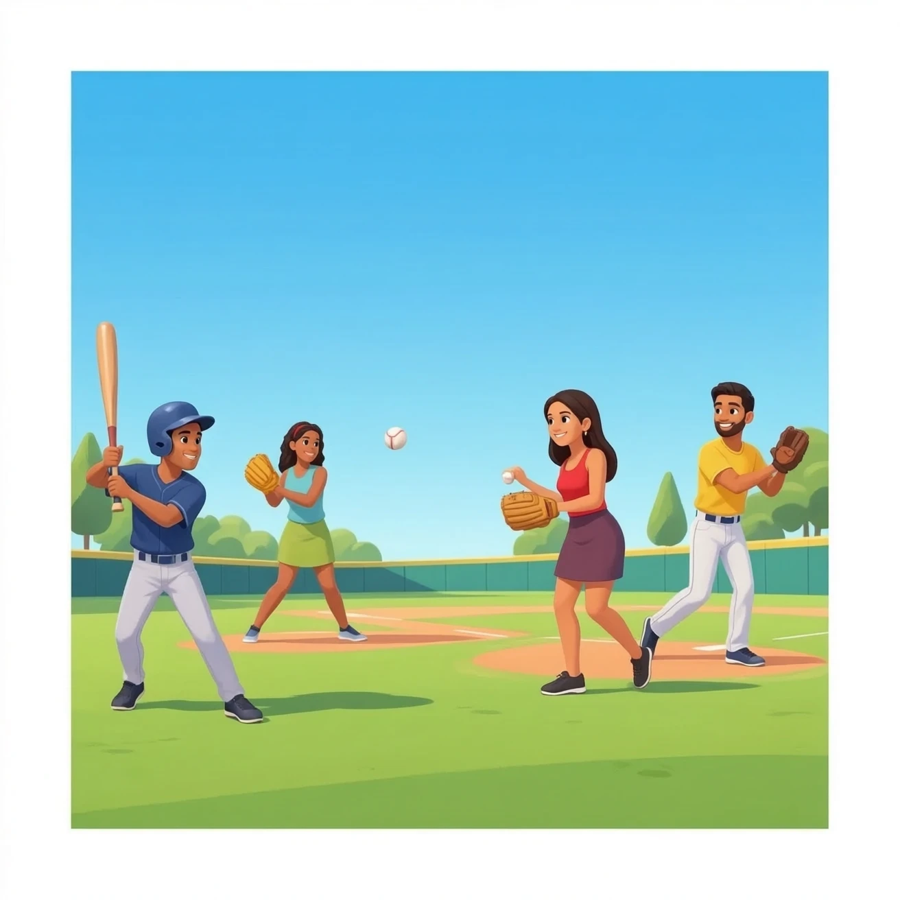amigos latinos jugando baseball emoji