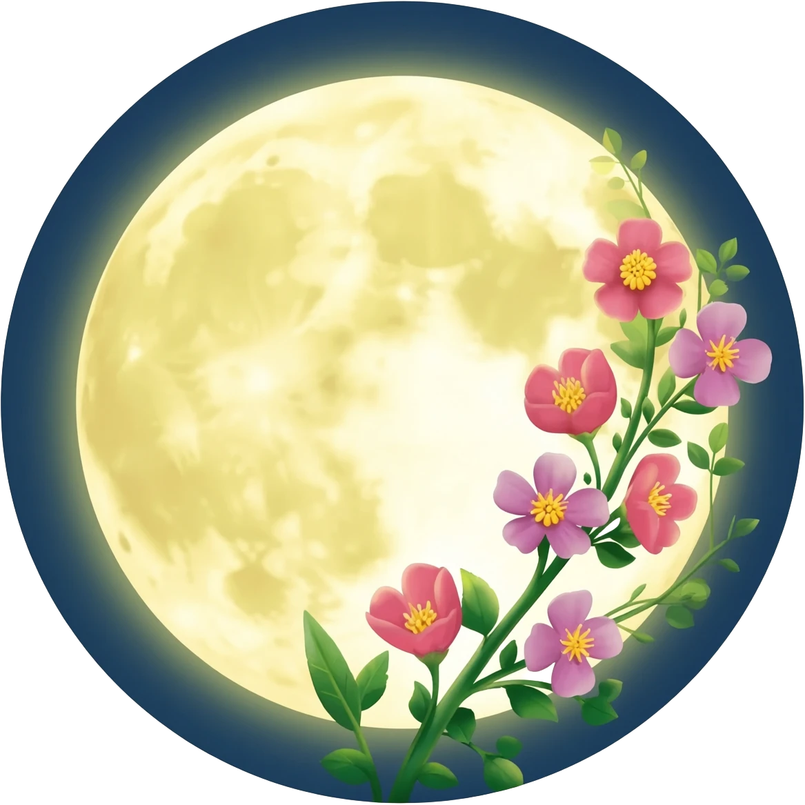 full moon with flowers emoji