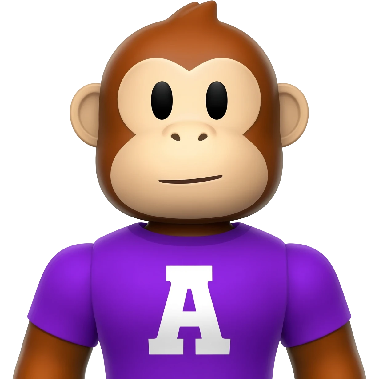 Genera un monito de roblox con una playera con una letra A color morada y la letra en color blanco emoji