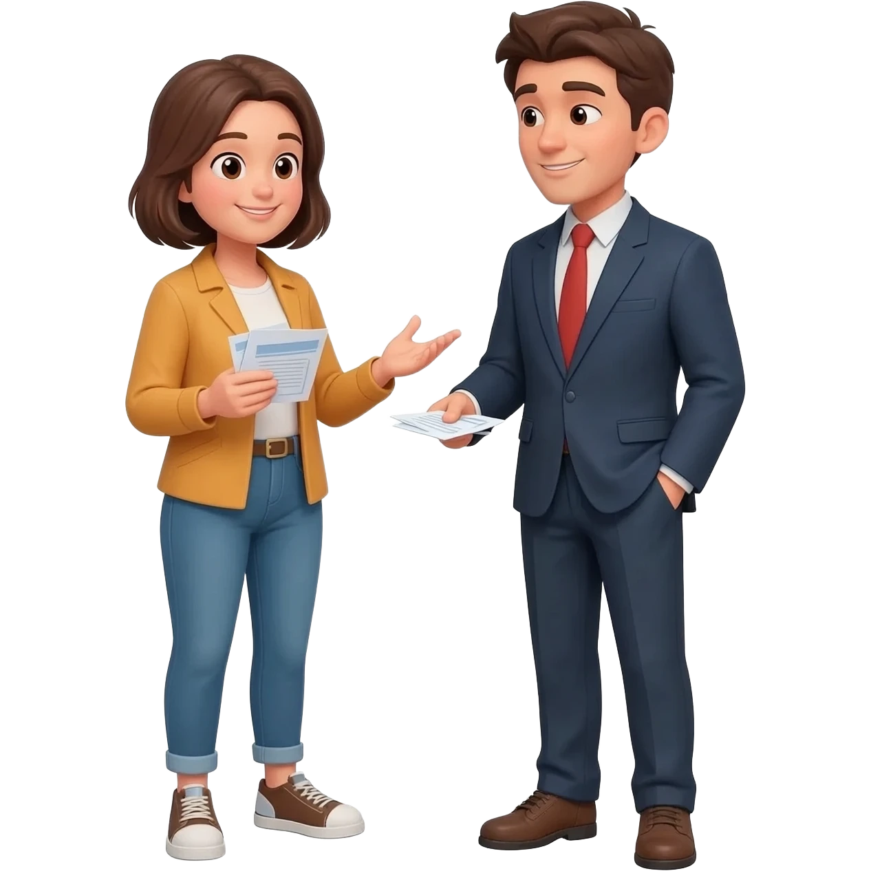 person handing out leaflets and talking to another emoji