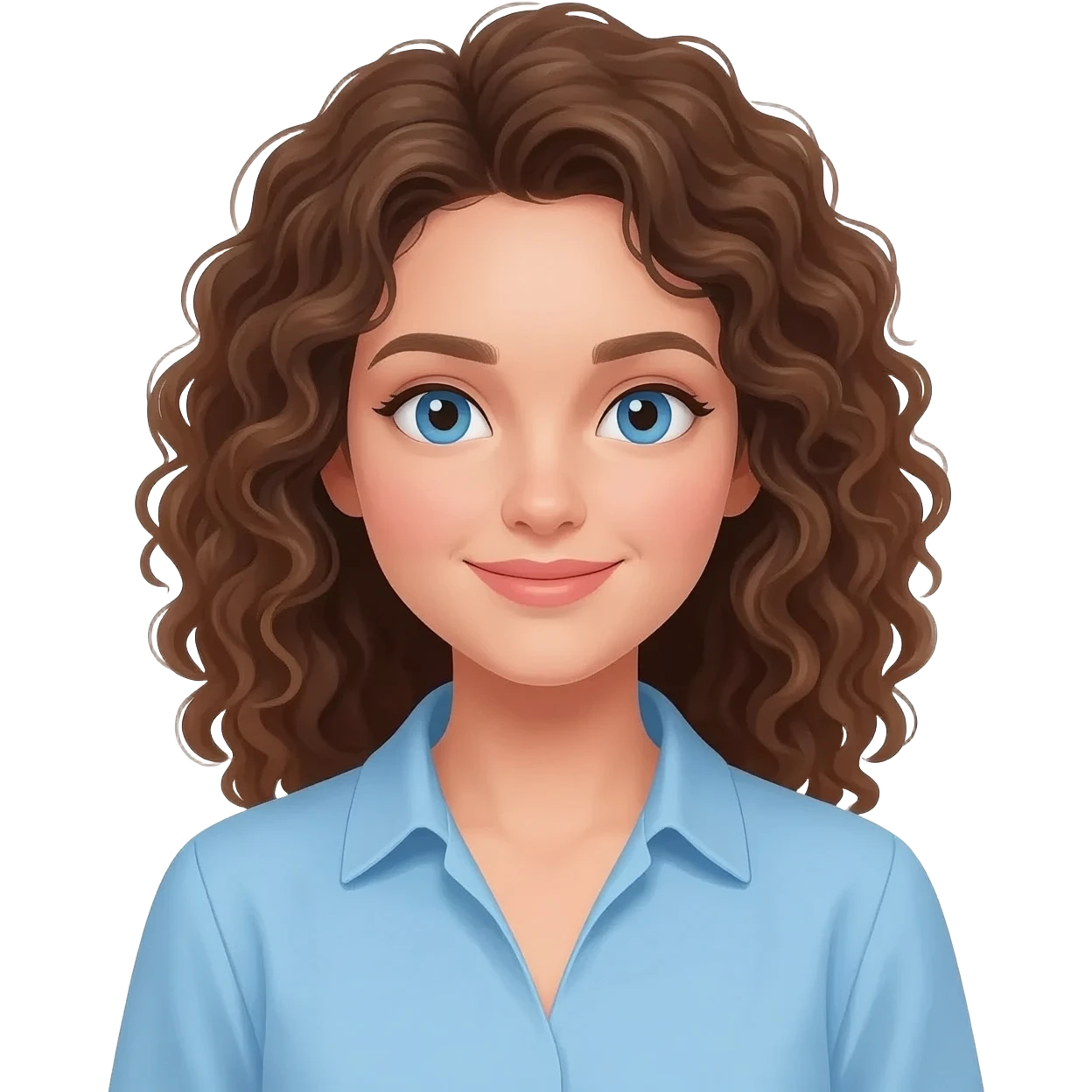 Dame un emoji de una chica blanca con eplo rizado color cafe emoji