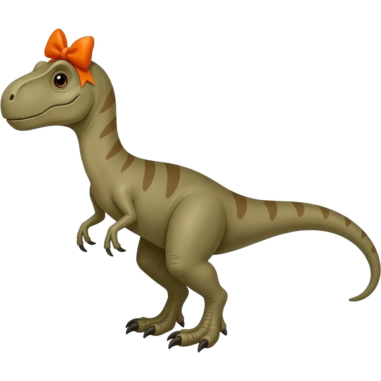 velociraptor con un moño naranja en la cabeza emoji