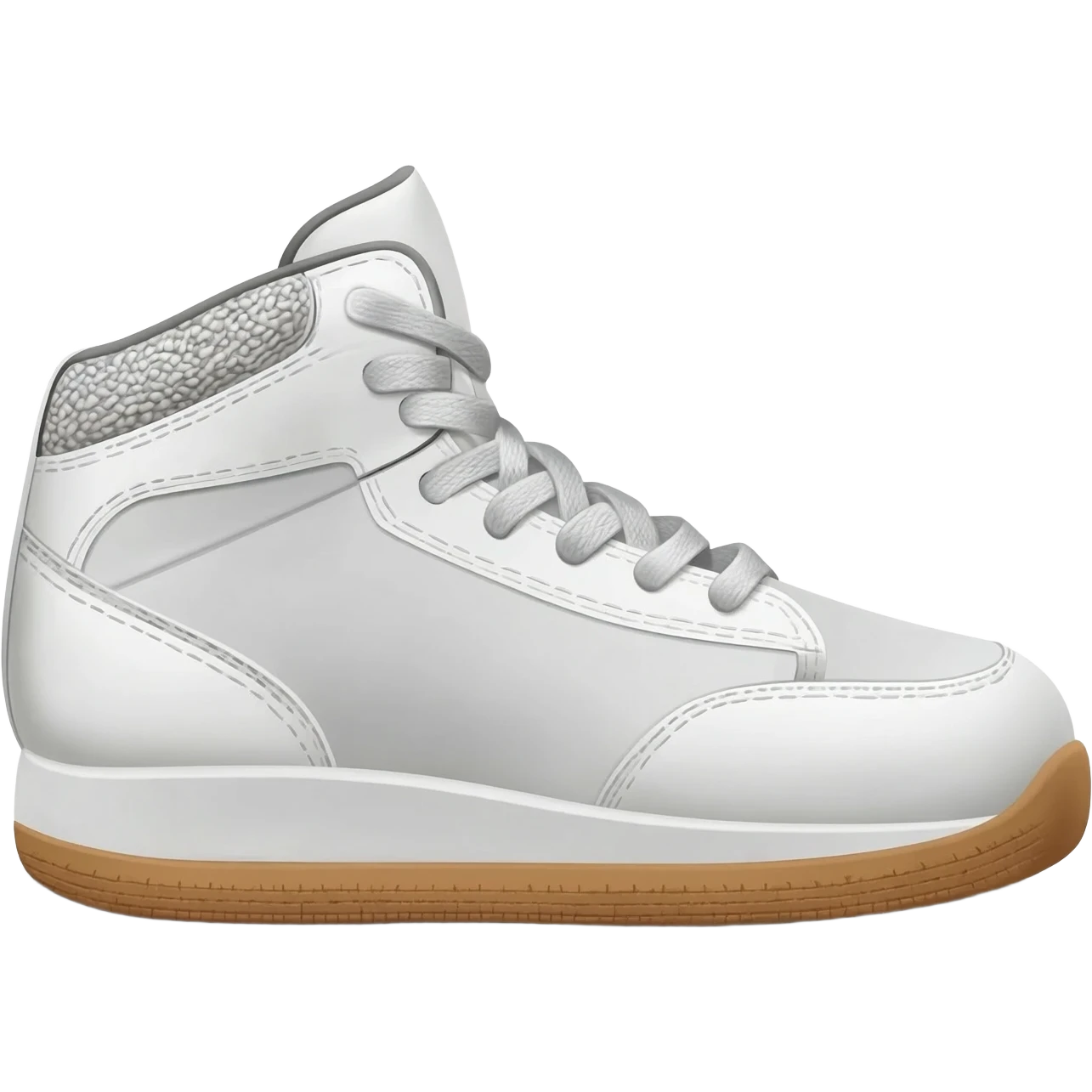 white sneaker with gum sole and mid sole, side profile emoji